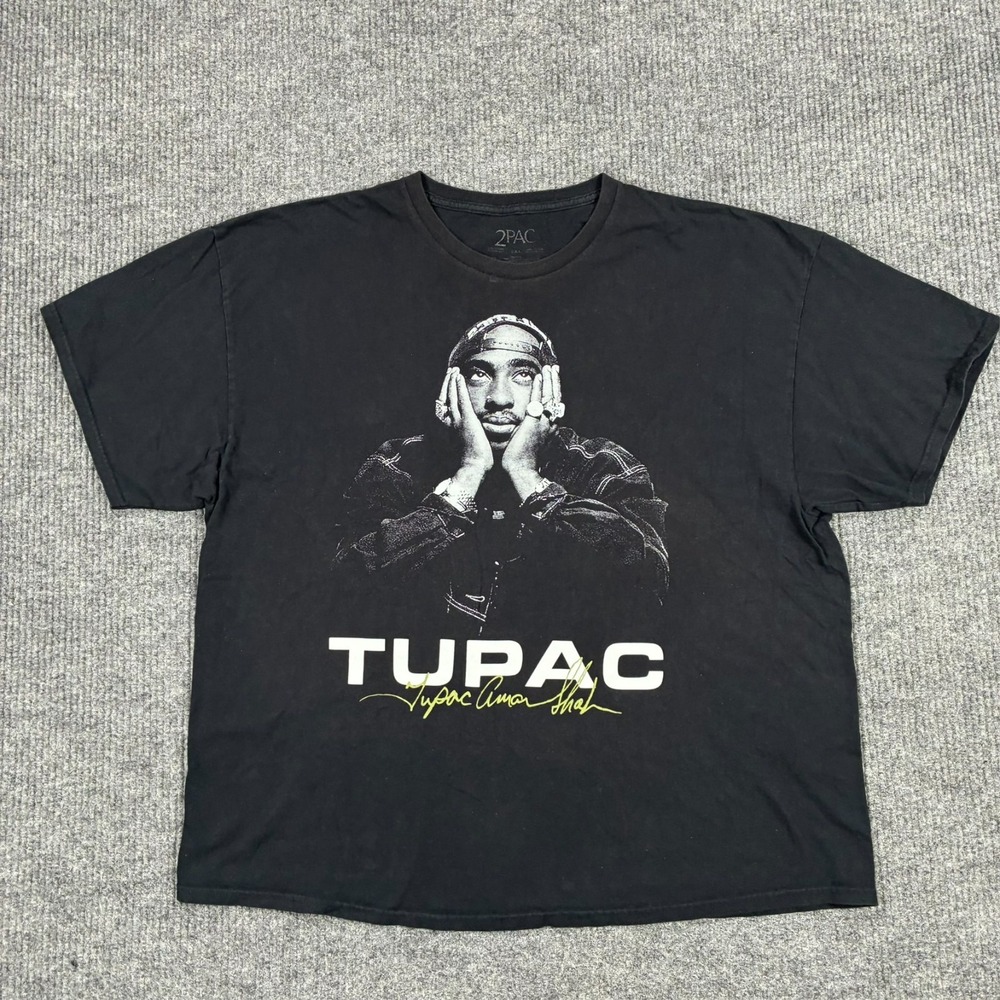 2Pac Tupac Shakur Graphic T-Shirt Mens 3XL Black Hip Hop Rap Tee Short Sleeve